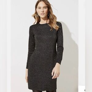 Ann Taylor LOFT Black Gold Metallic Holiday Party New Years Party Dress 4P S